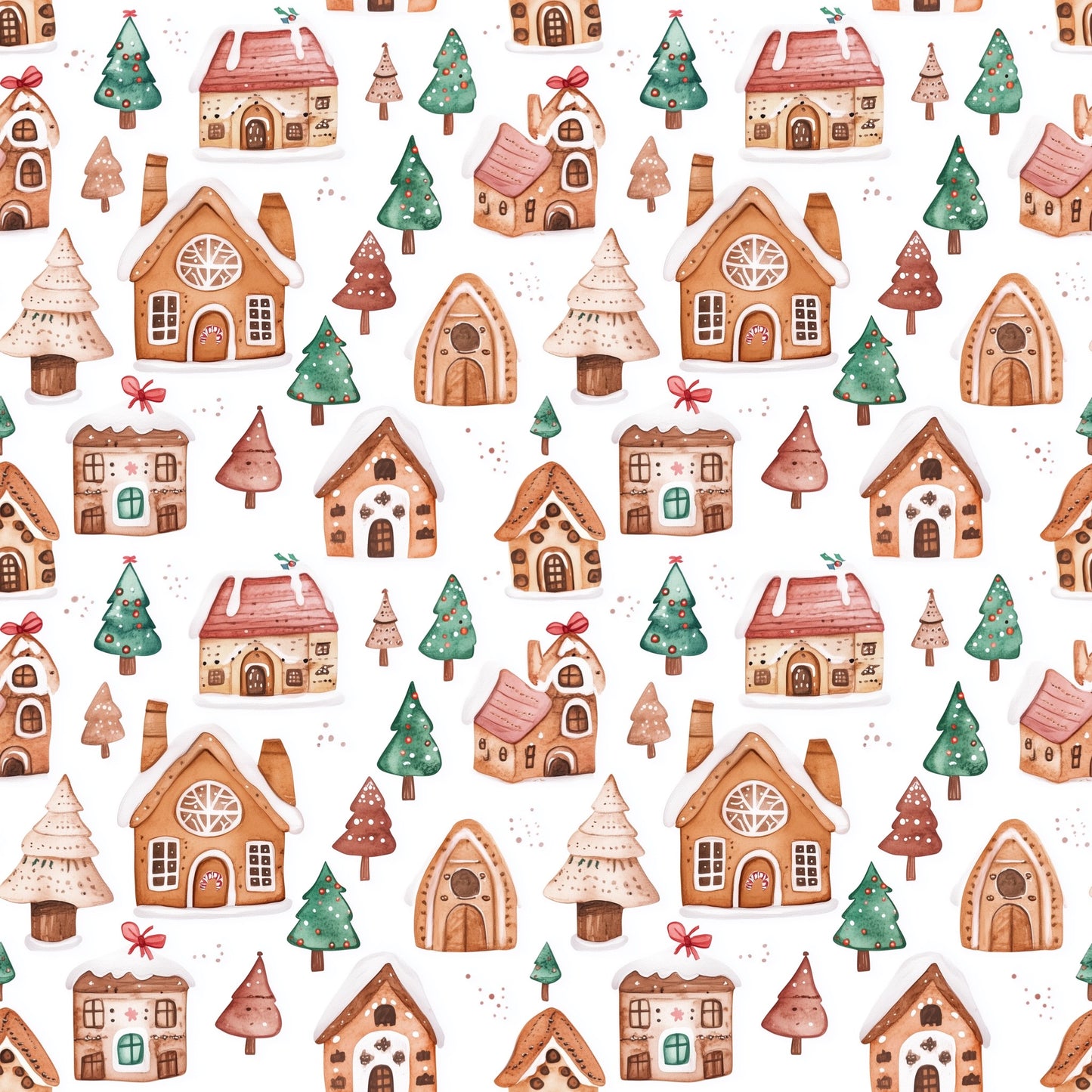Gingerbread Houses Digital Seamless Pattern