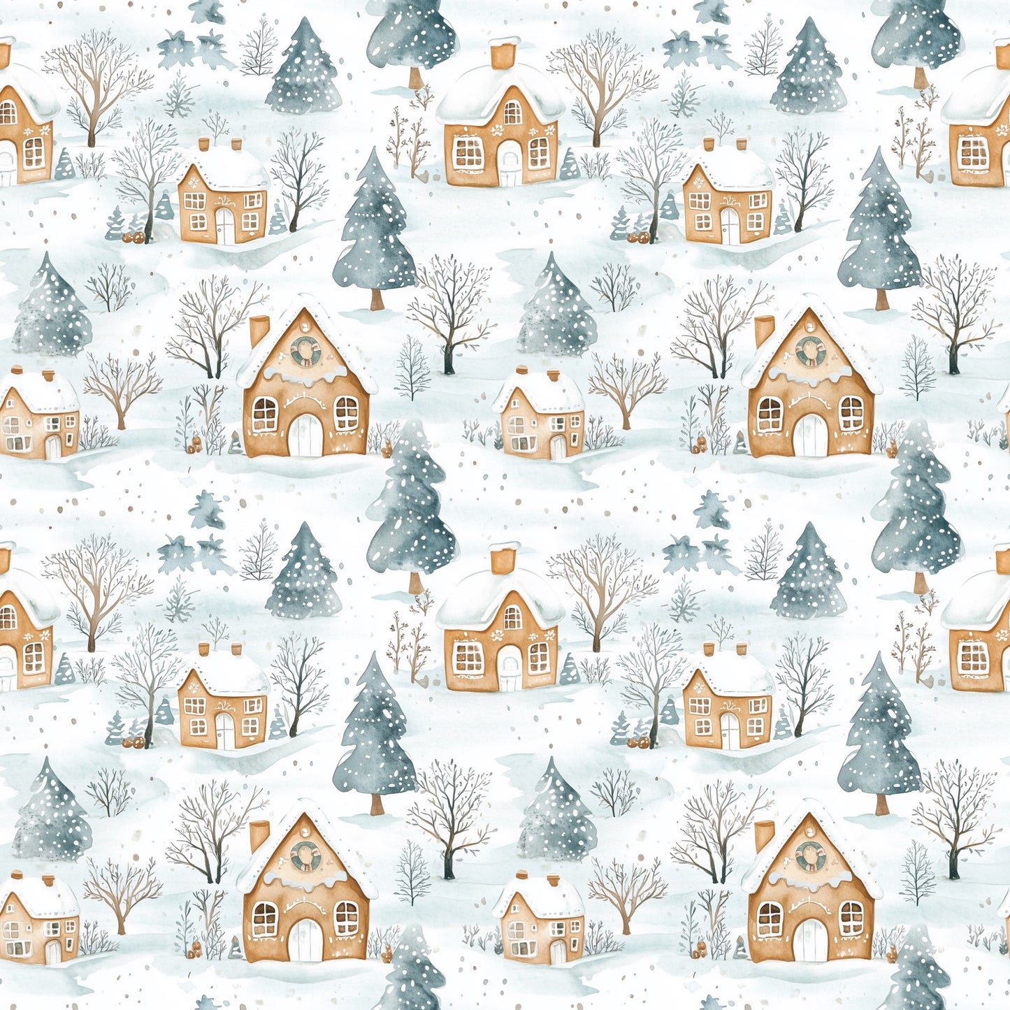 Gingerbread Houses Digital Seamless Pattern