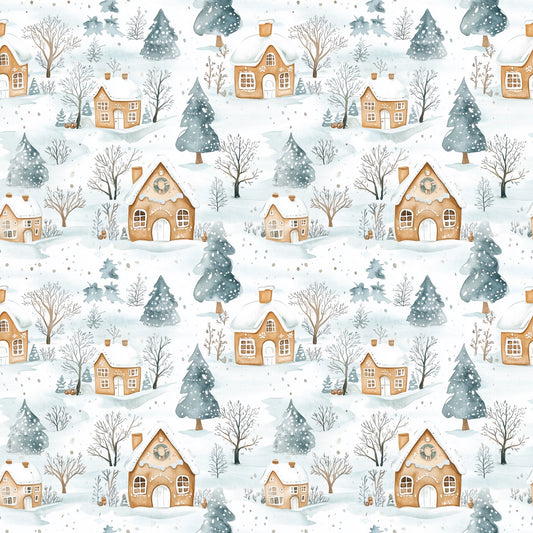 Gingerbread Houses Digital Seamless Pattern