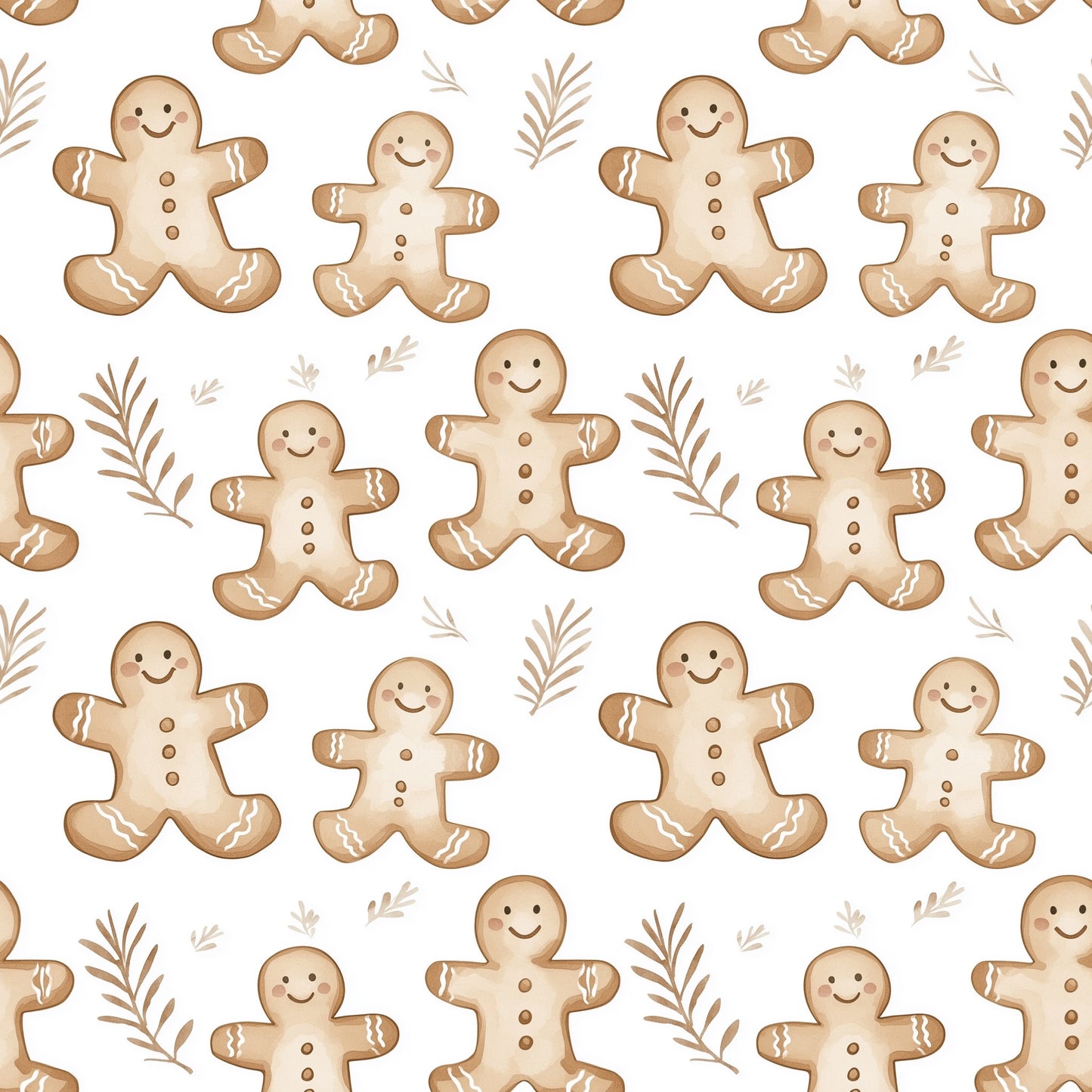 Gingerbread Men Digital Seamless Pattern