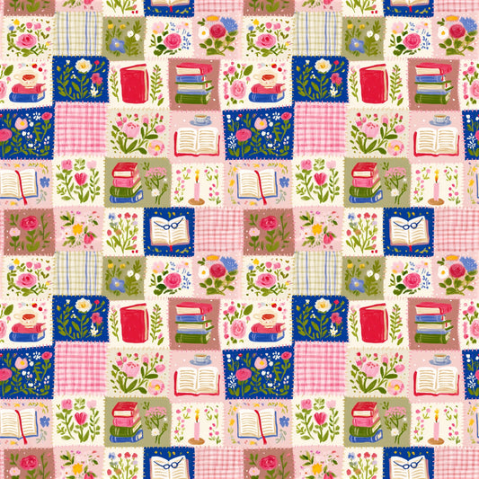 Gingham Book Patchwork Digital Seamless Pattern