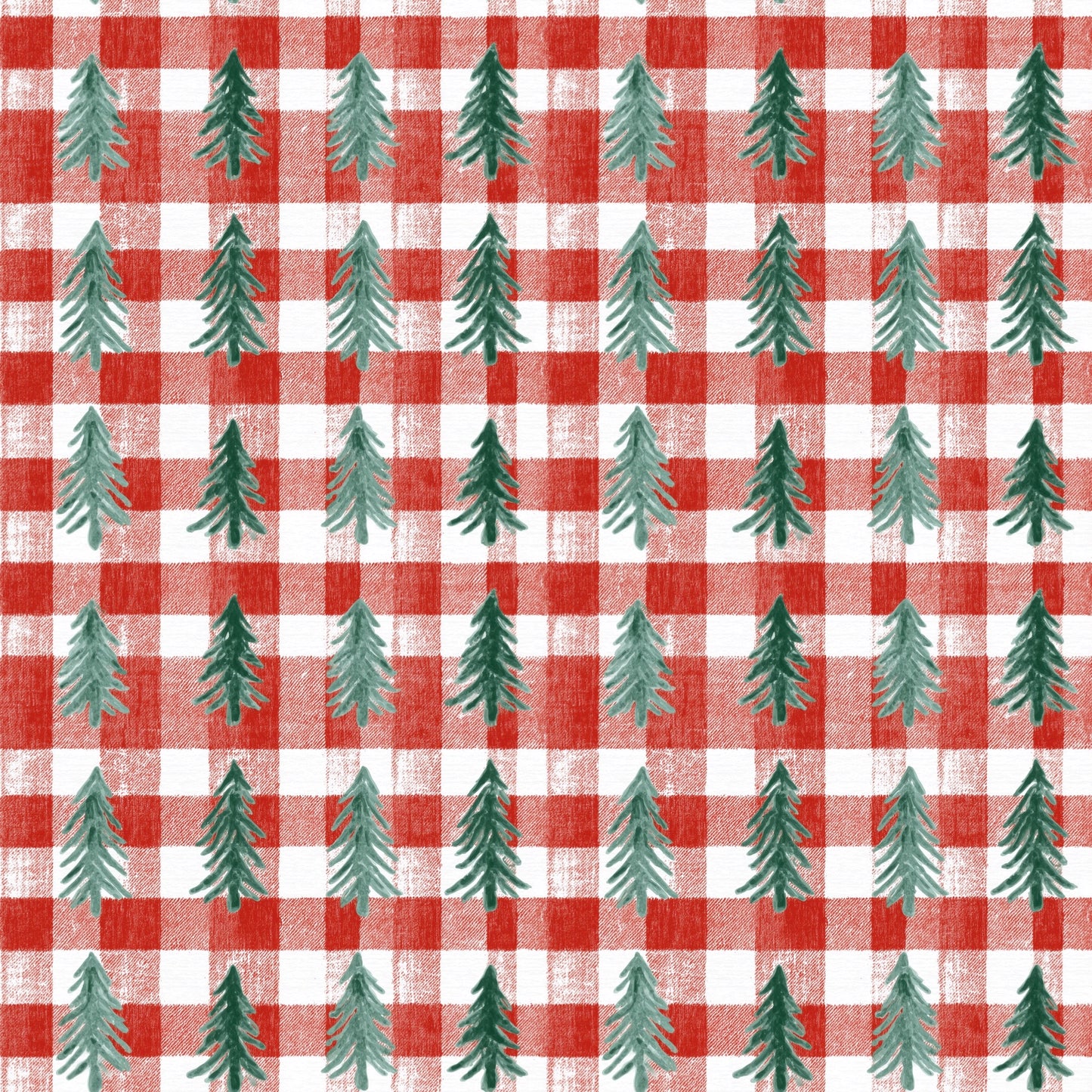 Gingham & Pines Digital Seamless Pattern