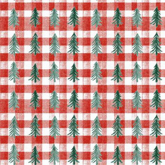 Gingham & Pines Digital Seamless Pattern