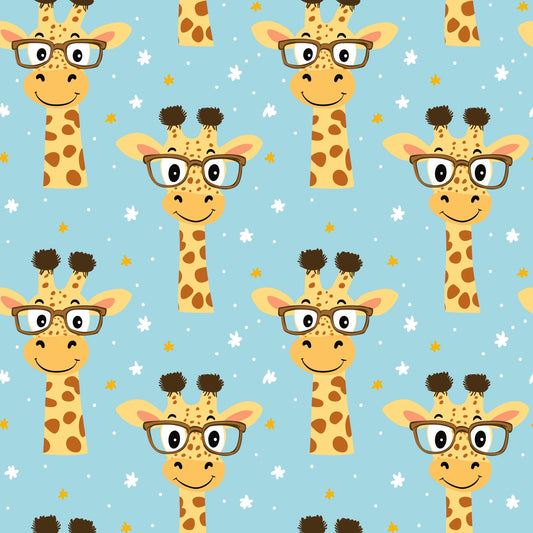 Giraffes in Glasses Digital Seamless Pattern