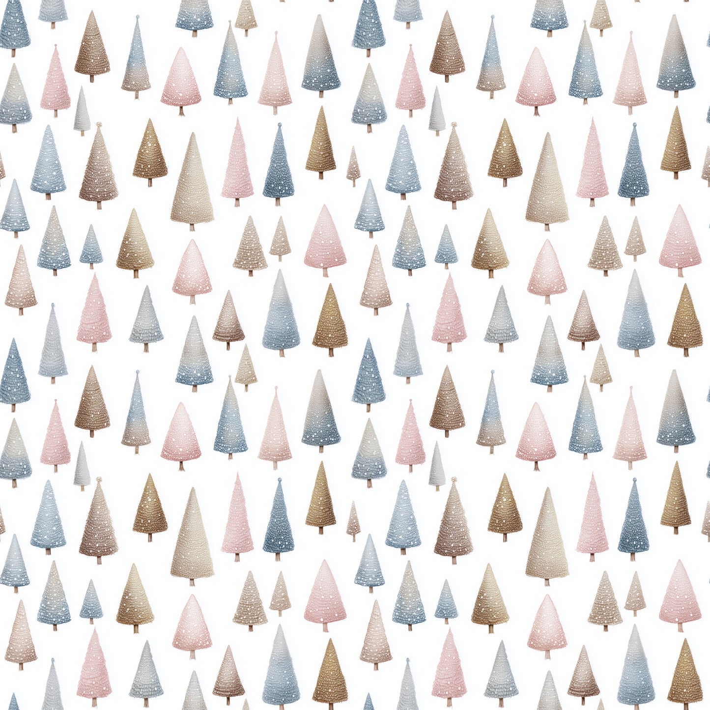 Glitter Christmas Trees Digital Seamless Pattern