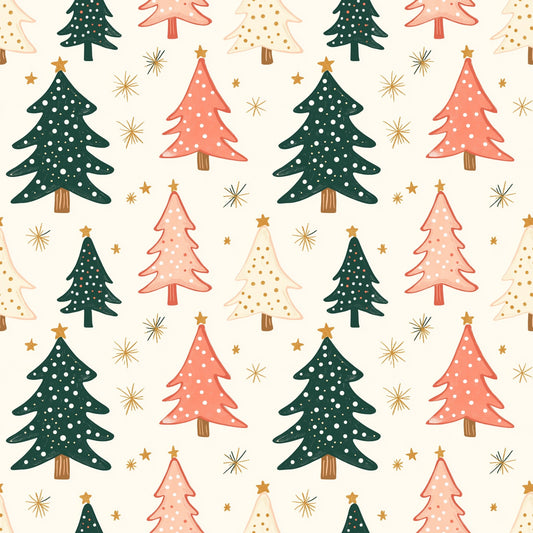 Glitter Christmas Trees Digital Seamless Pattern