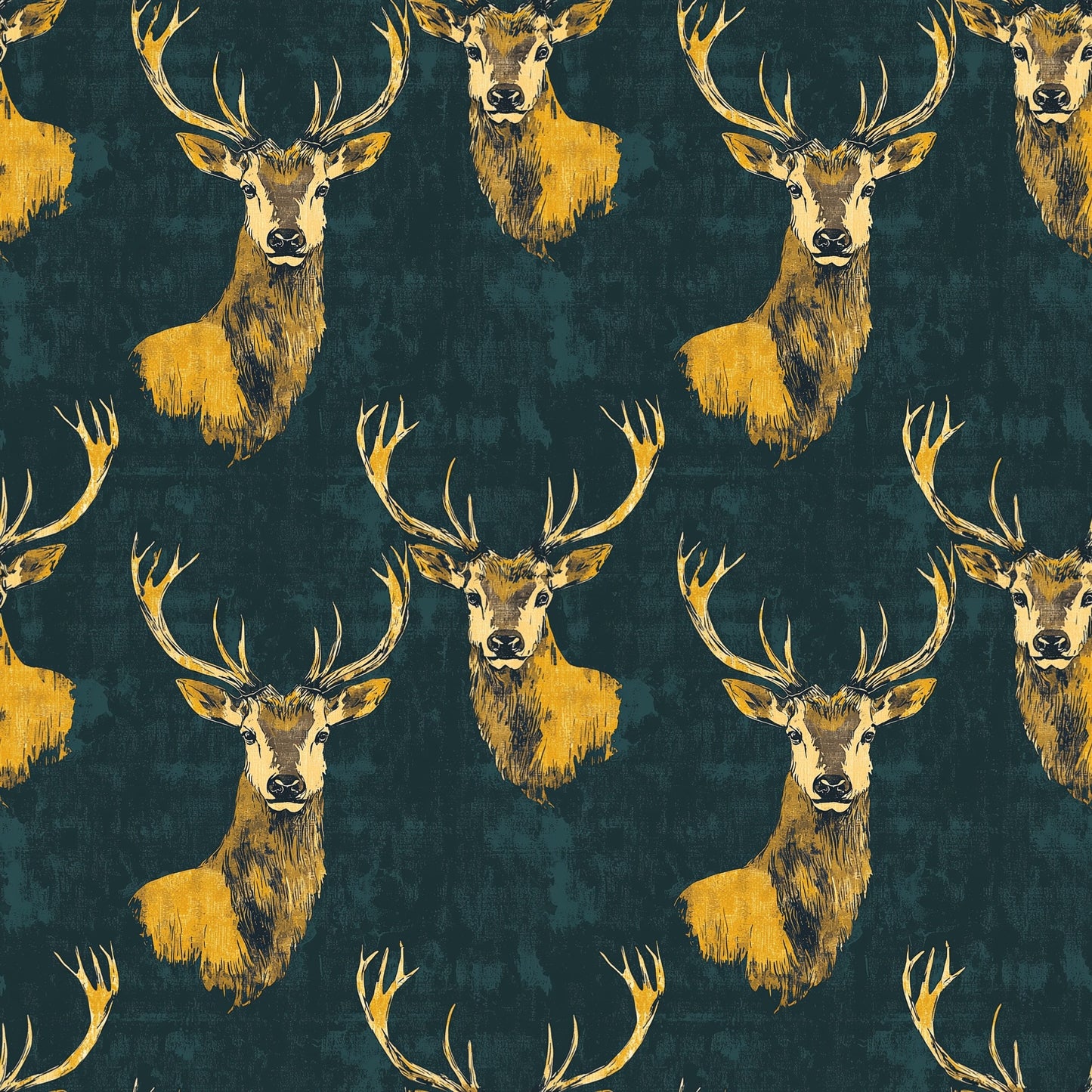 Gold Stags Digital Seamless Pattern