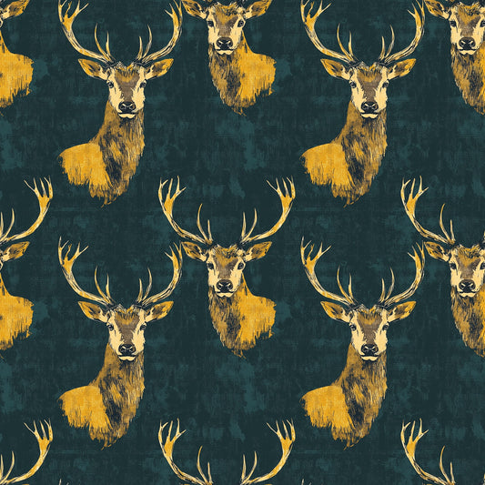 Gold Stags Digital Seamless Pattern