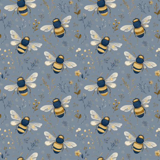 Golden Bees Digital Seamless Pattern