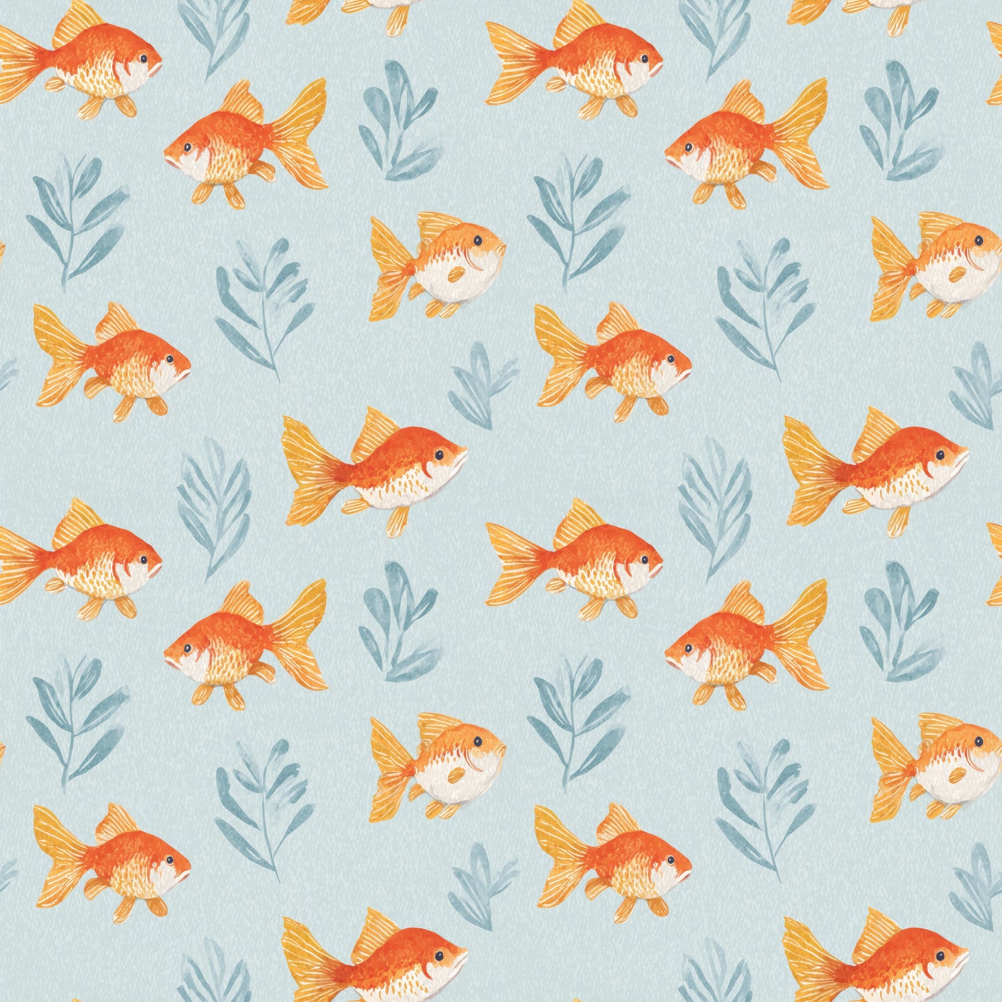 Goldfish on Blue Digital Seamless Pattern