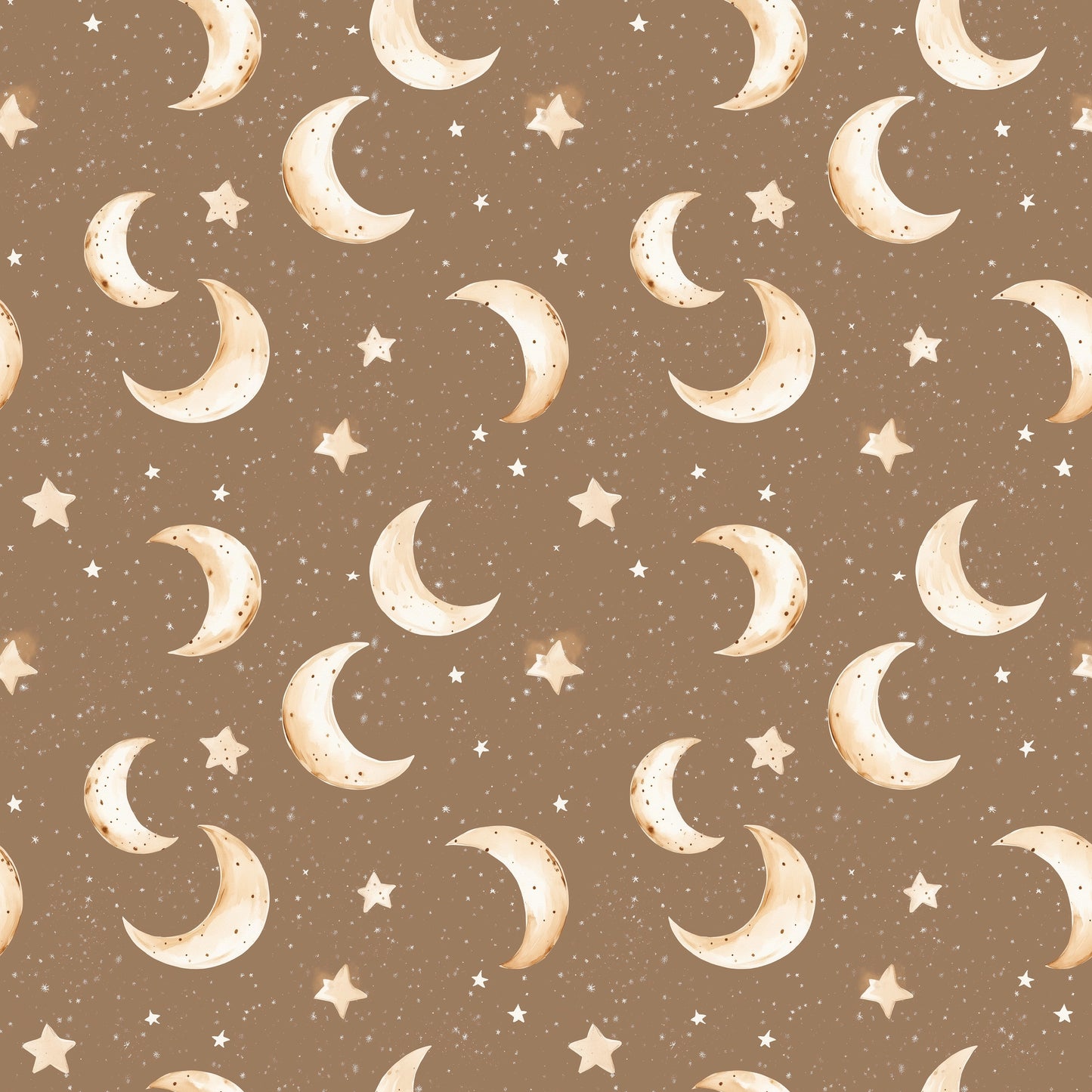 Gold Moons & Stars Digital Seamless Pattern