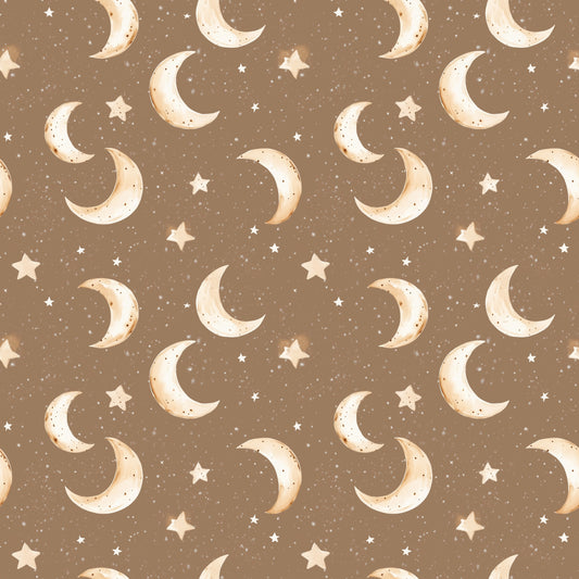 Gold Moons & Stars Digital Seamless Pattern