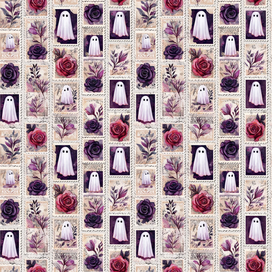 Gothic Floral Ghost Stamps Digital Seamless Pattern