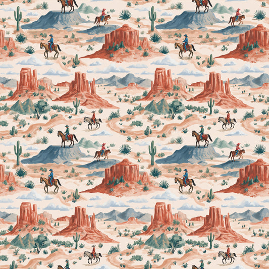 Gouache Cowboys Digital Seamless Pattern