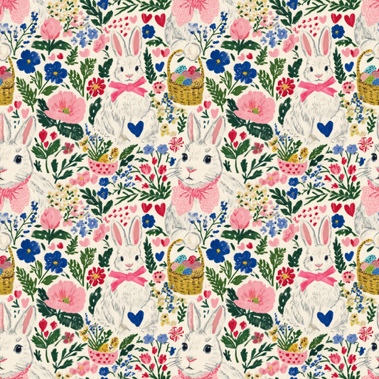 Gouache Easter Bunnies Digital Seamless Pattern