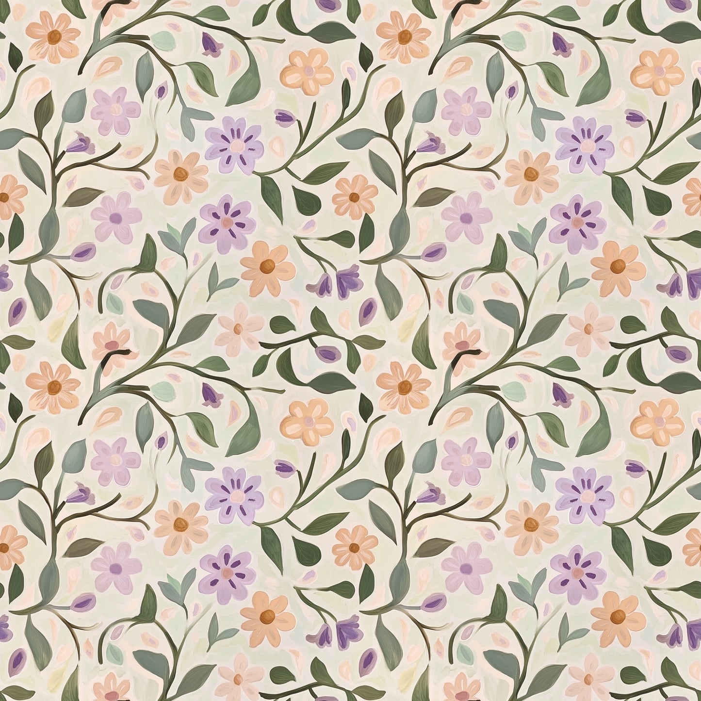 Gouache Floral Digital Seamless Pattern