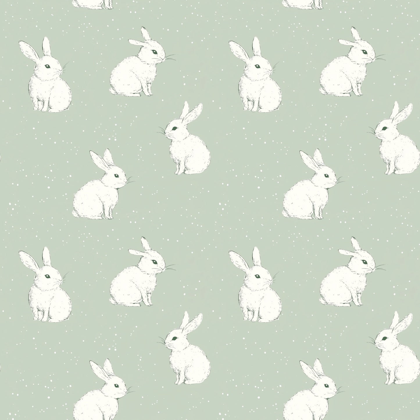 Green Bunnies Digital Seamless Pattern