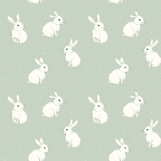 Green Bunnies Digital Seamless Pattern