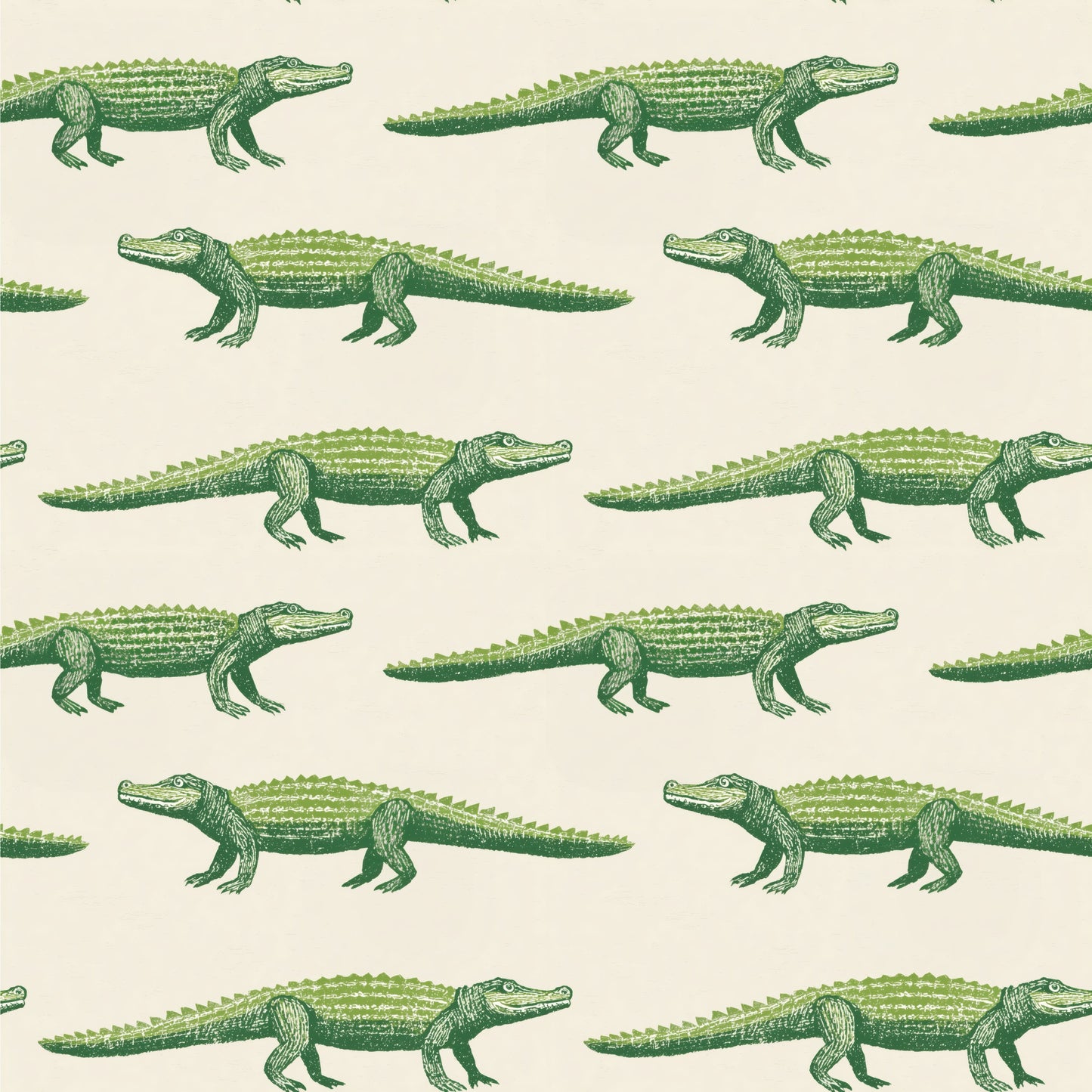 Green Crocodiles Digital Seamless Pattern