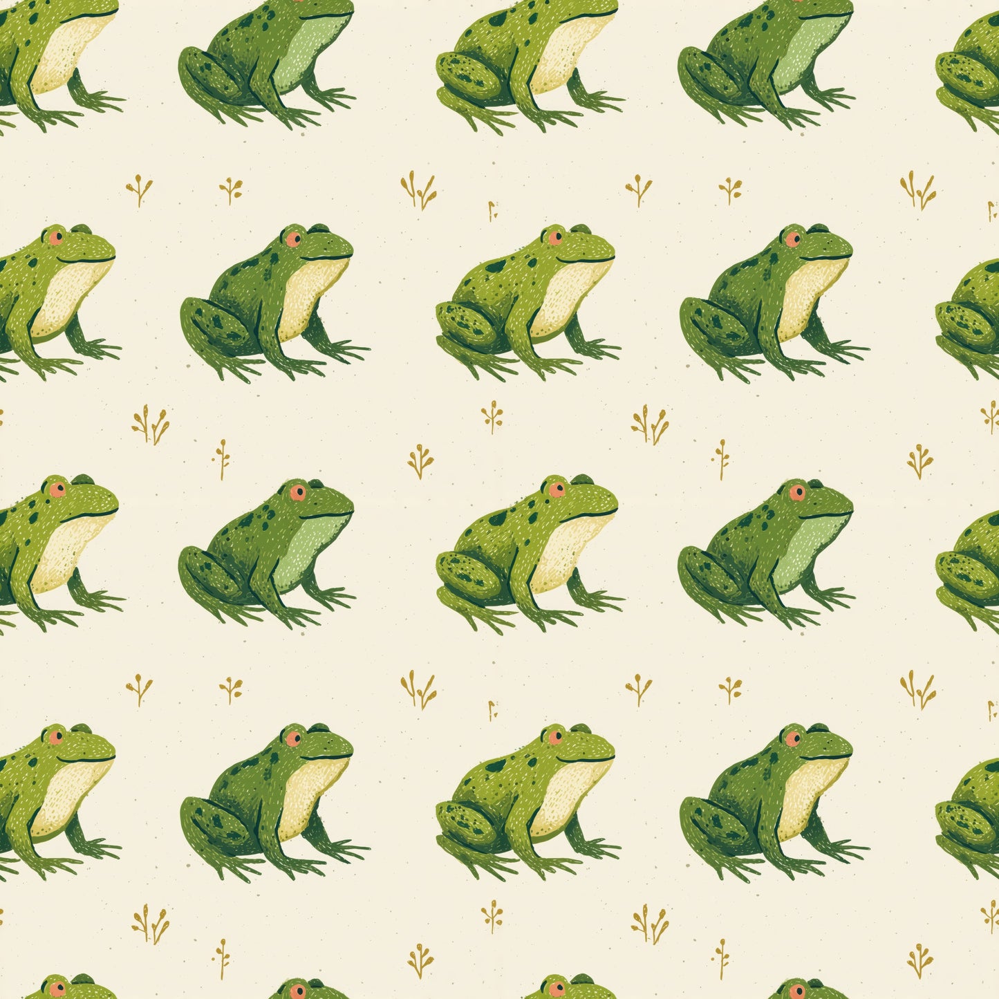 Green Frogs Digital Seamless Pattern