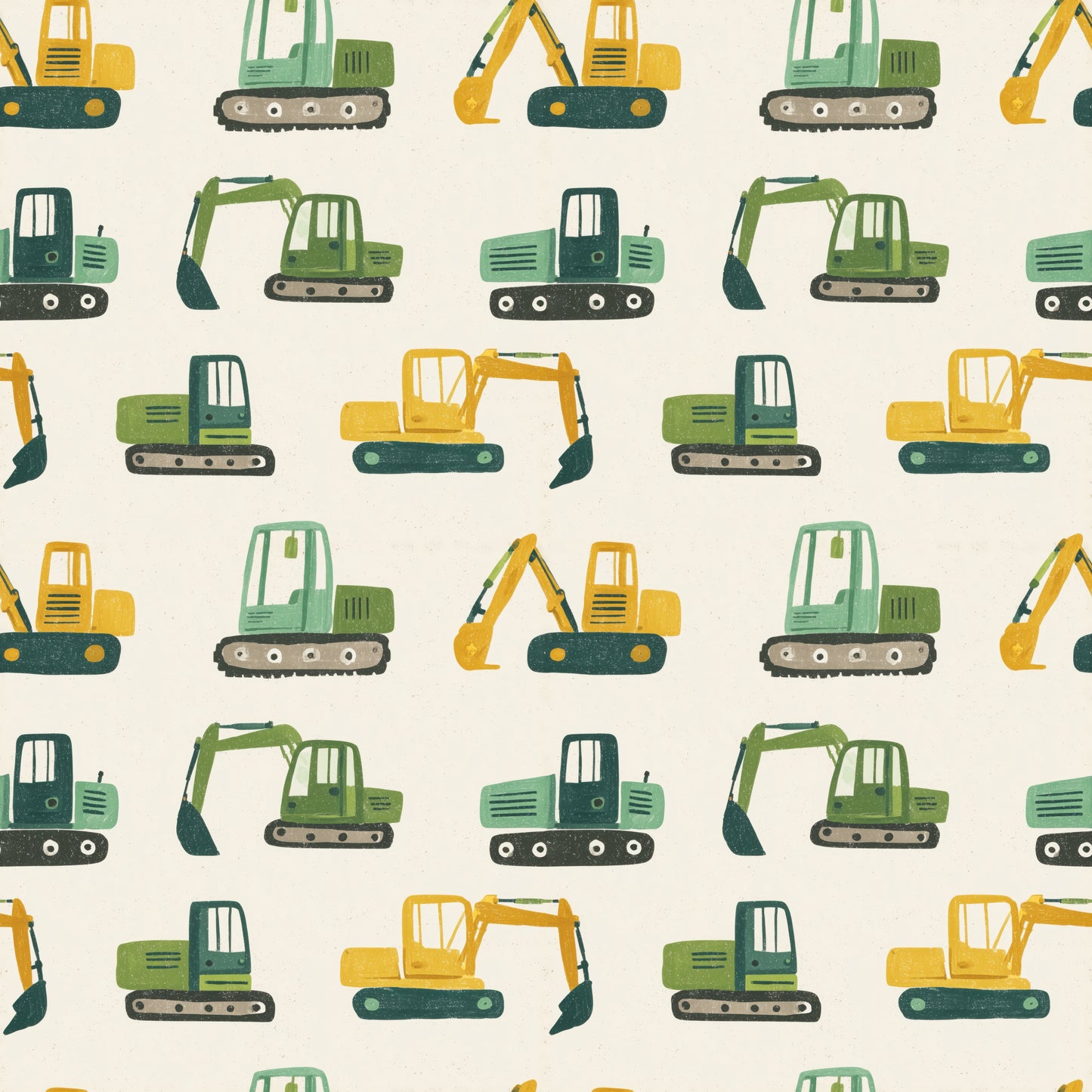 Green & Yellow Diggers Digital Seamless Pattern