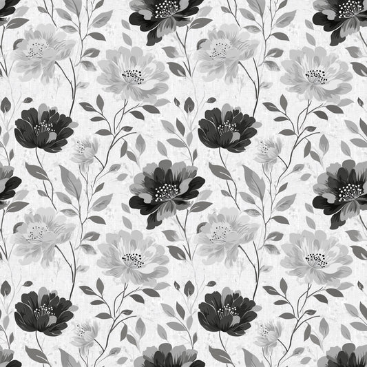 Grey Linen Floral Digital Seamless Pattern