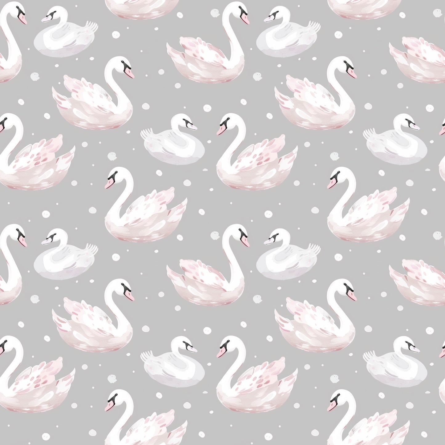 Grey Swans Digital Seamless Pattern