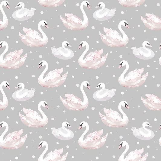 Grey Swans Digital Seamless Pattern