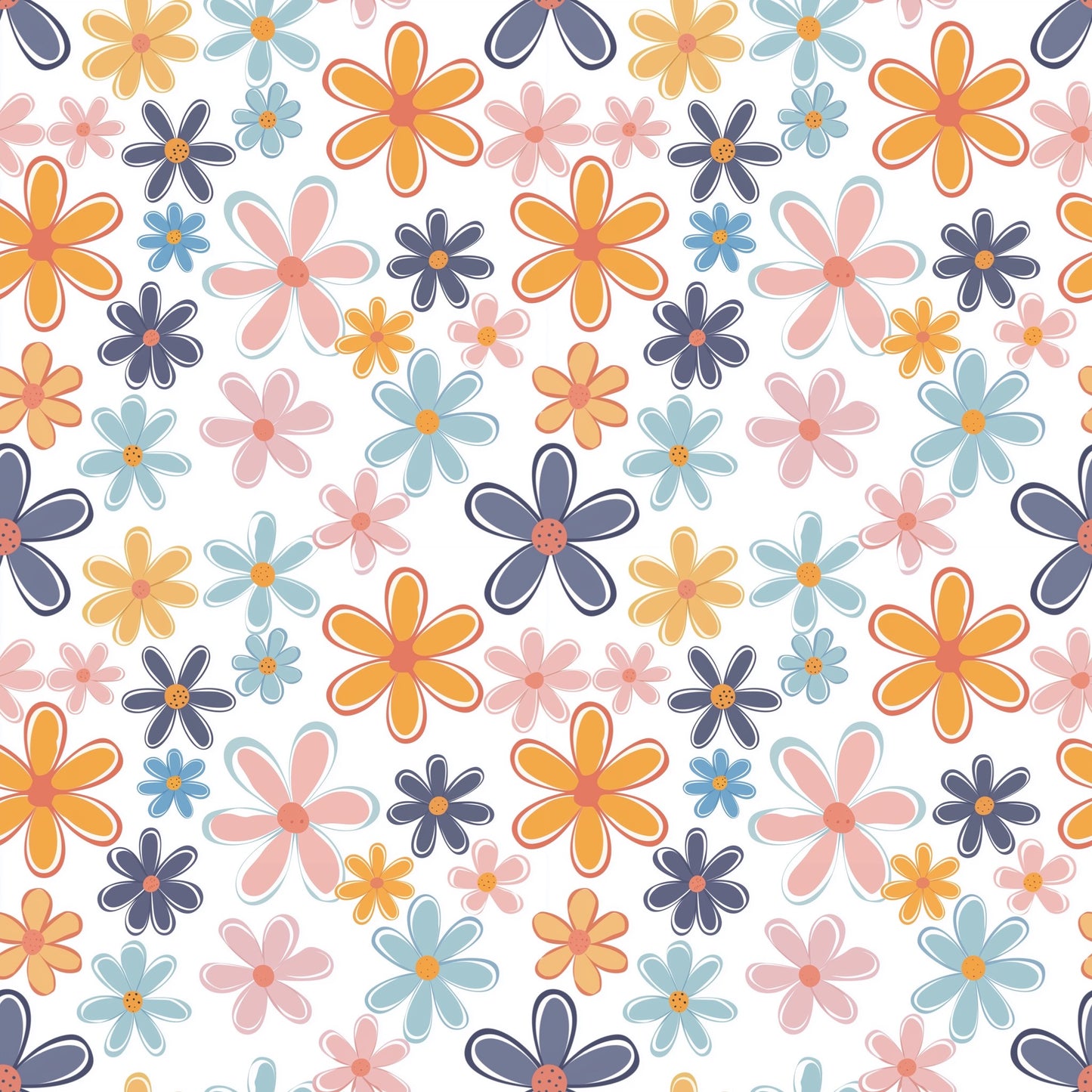Groovy Blooms Digital Seamless Pattern