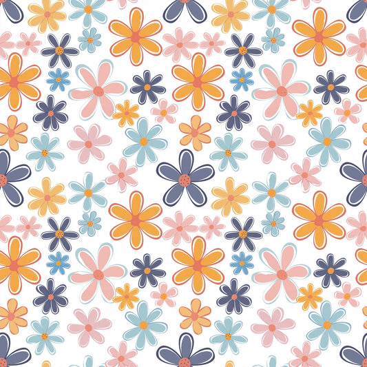 Groovy Blooms Digital Seamless Pattern