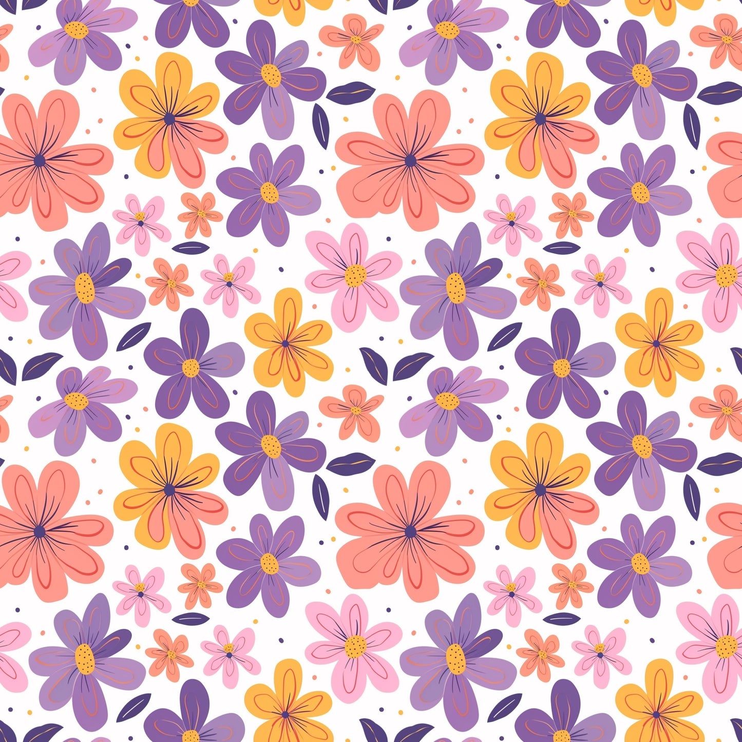 Groovy Floral Digital Seamless Pattern