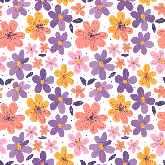 Groovy Floral Digital Seamless Pattern