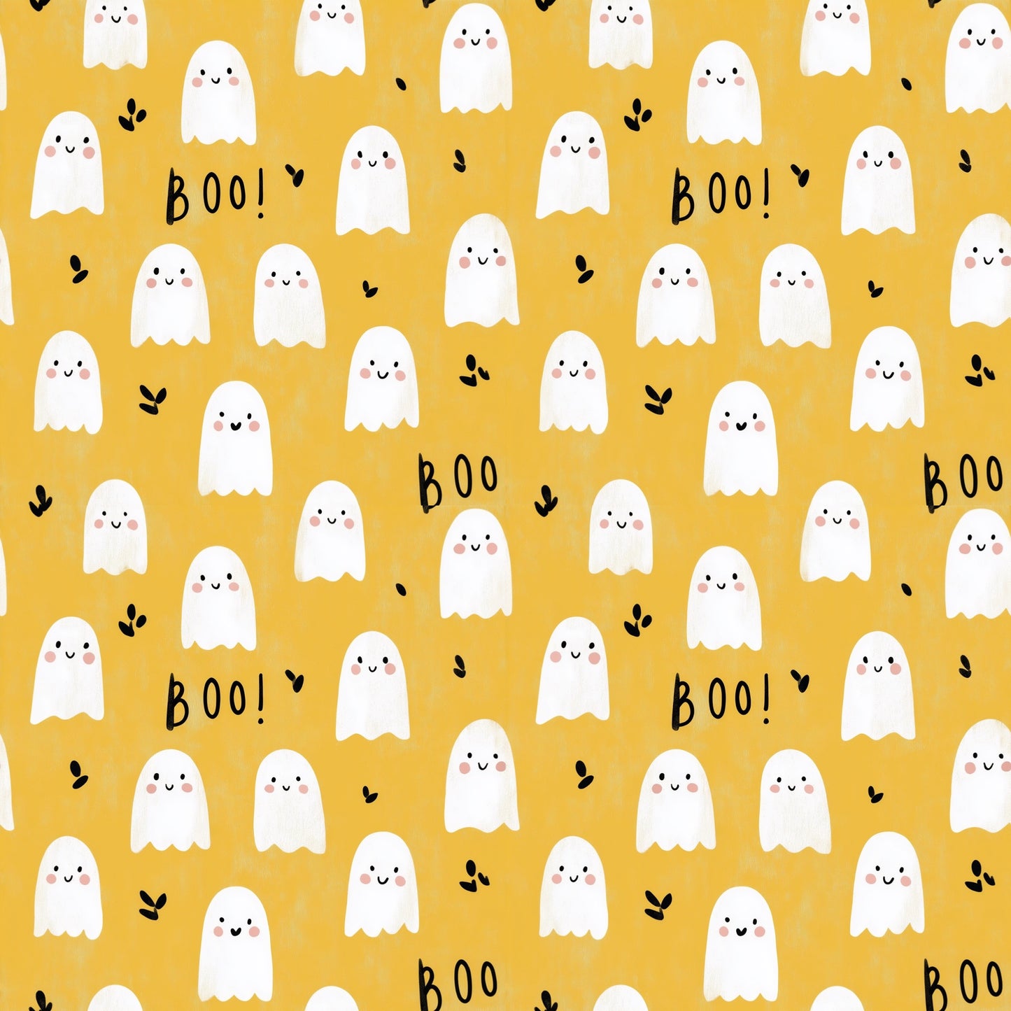 Ghosts Halloween Yellow Digital Seamless Pattern