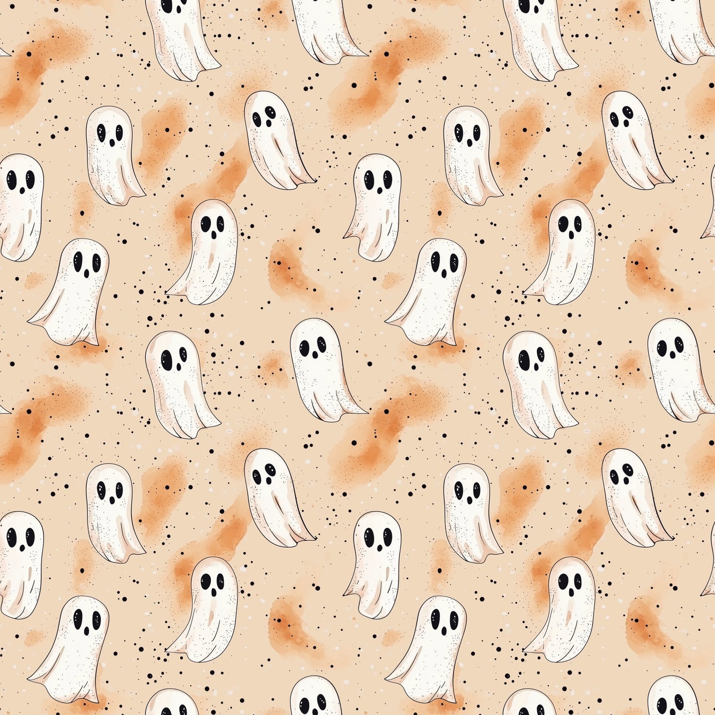 Halloween Ghosts Digital Seamless Pattern