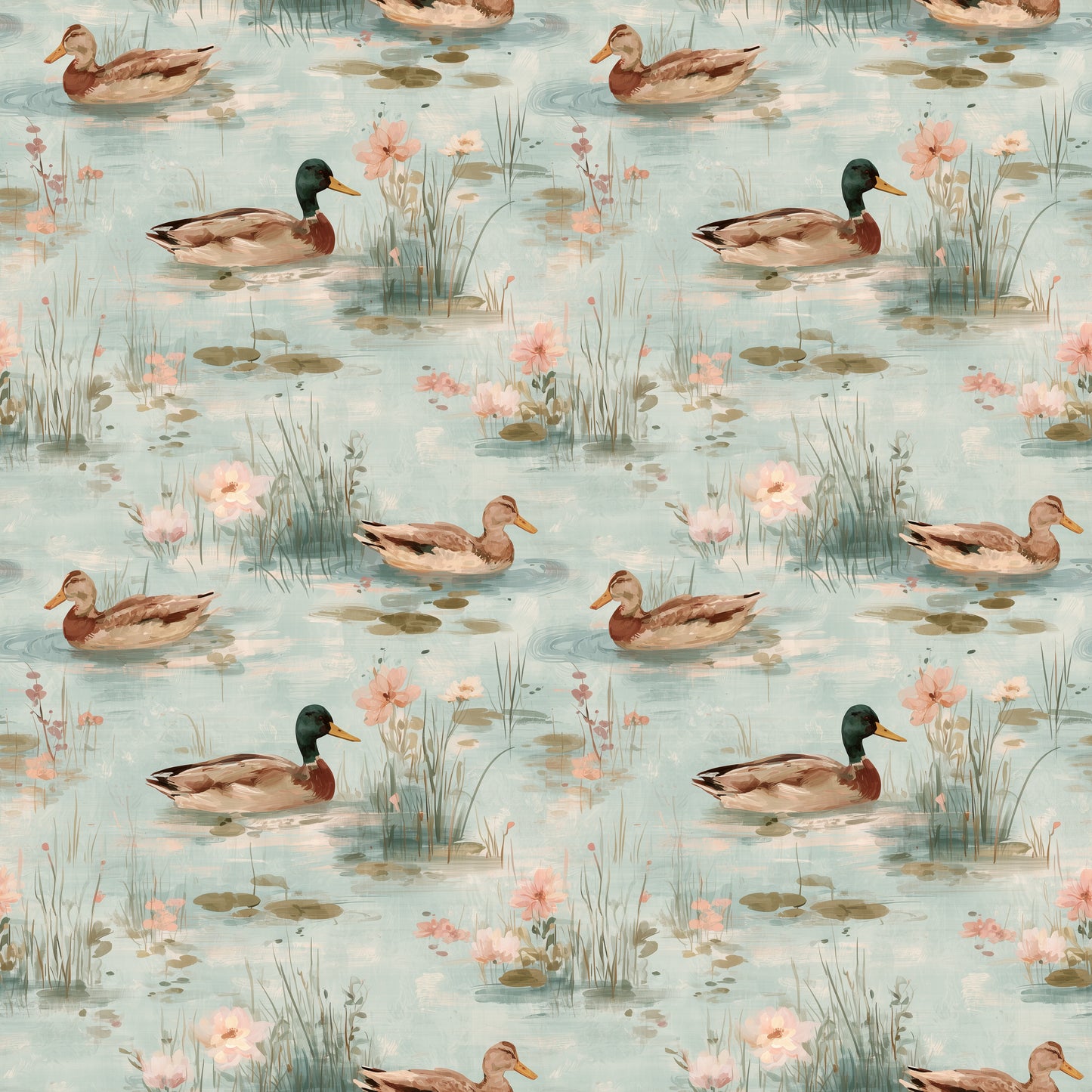 Duck Pond Digital Seamless Pattern