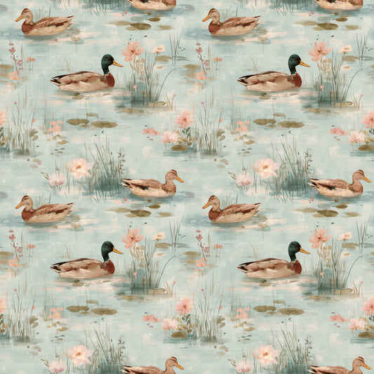 Duck Pond Digital Seamless Pattern