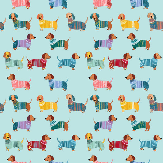 Happy Dachshund Digital Seamless Pattern