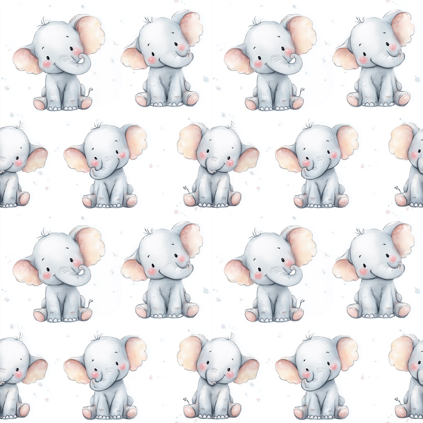 Happy Elephants Digital Seamless Pattern