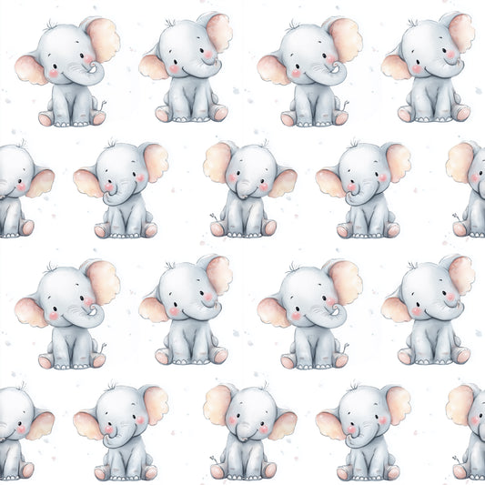 Happy Elephants Digital Seamless Pattern