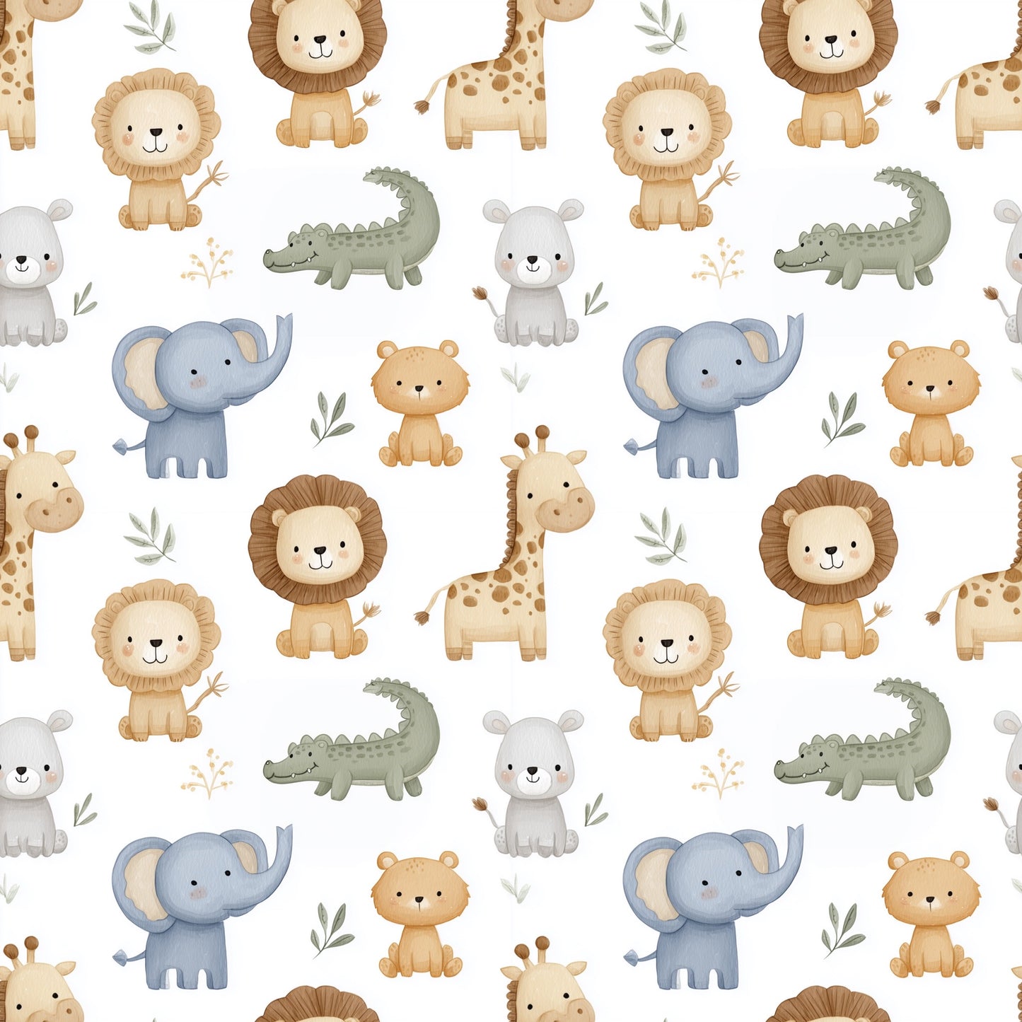 Happy Nursery Animals Digital Seamless Pattern