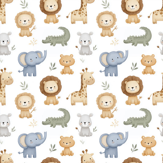 Happy Nursery Animals Digital Seamless Pattern