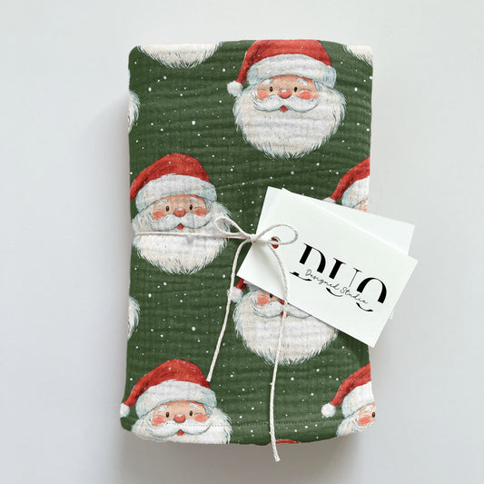 Dark Green Santa Claus Digital Seamless Pattern