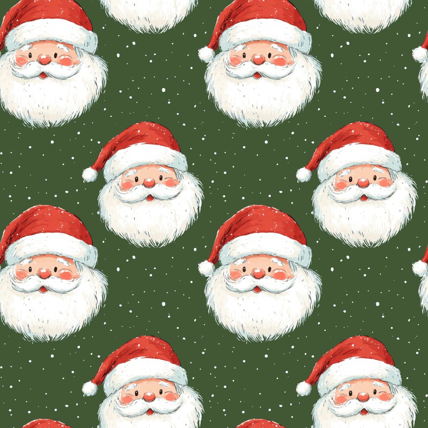 Dark Green Santa Claus Digital Seamless Pattern