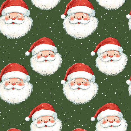 Dark Green Santa Claus Digital Seamless Pattern