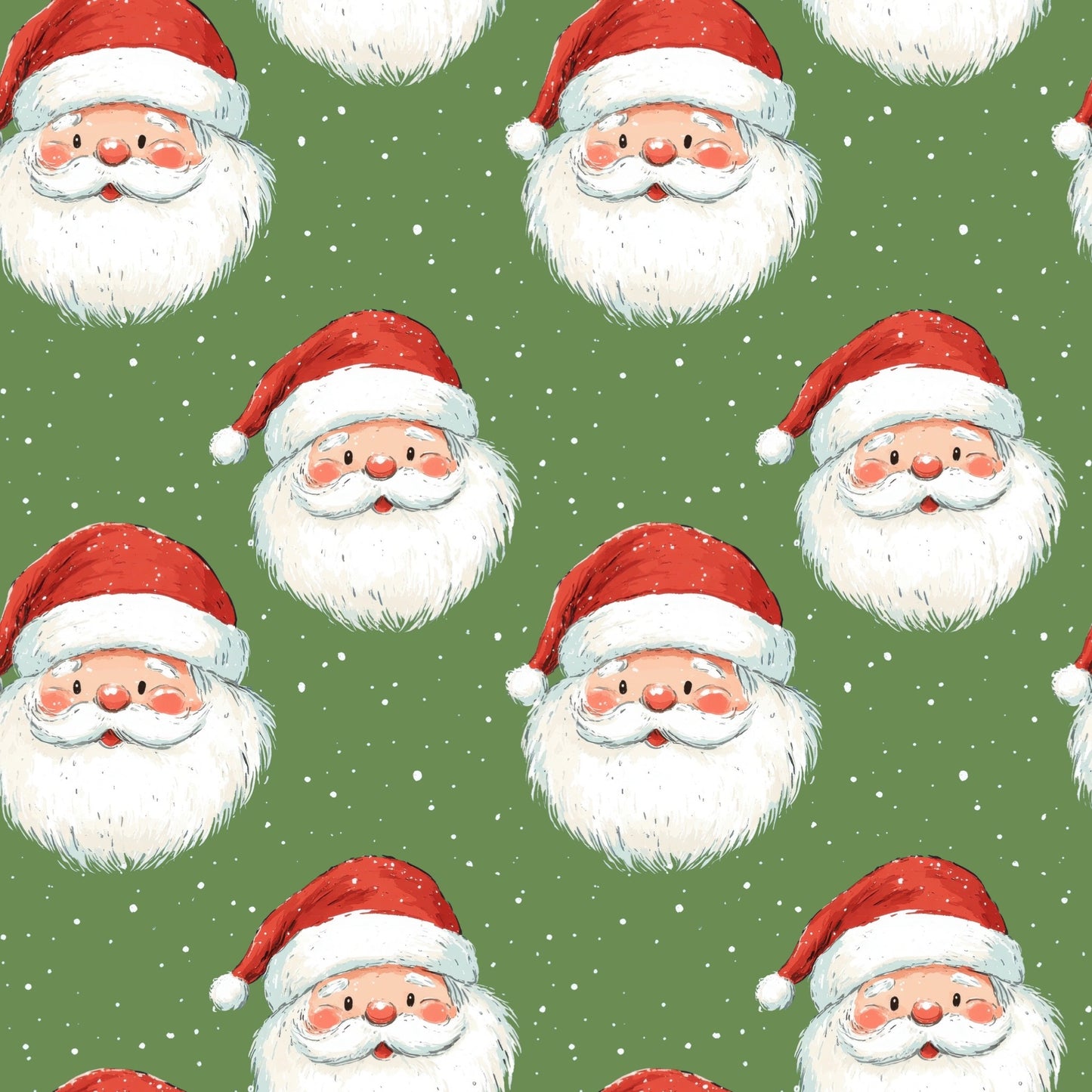 Bright Green Santa Claus Digital Seamless Pattern