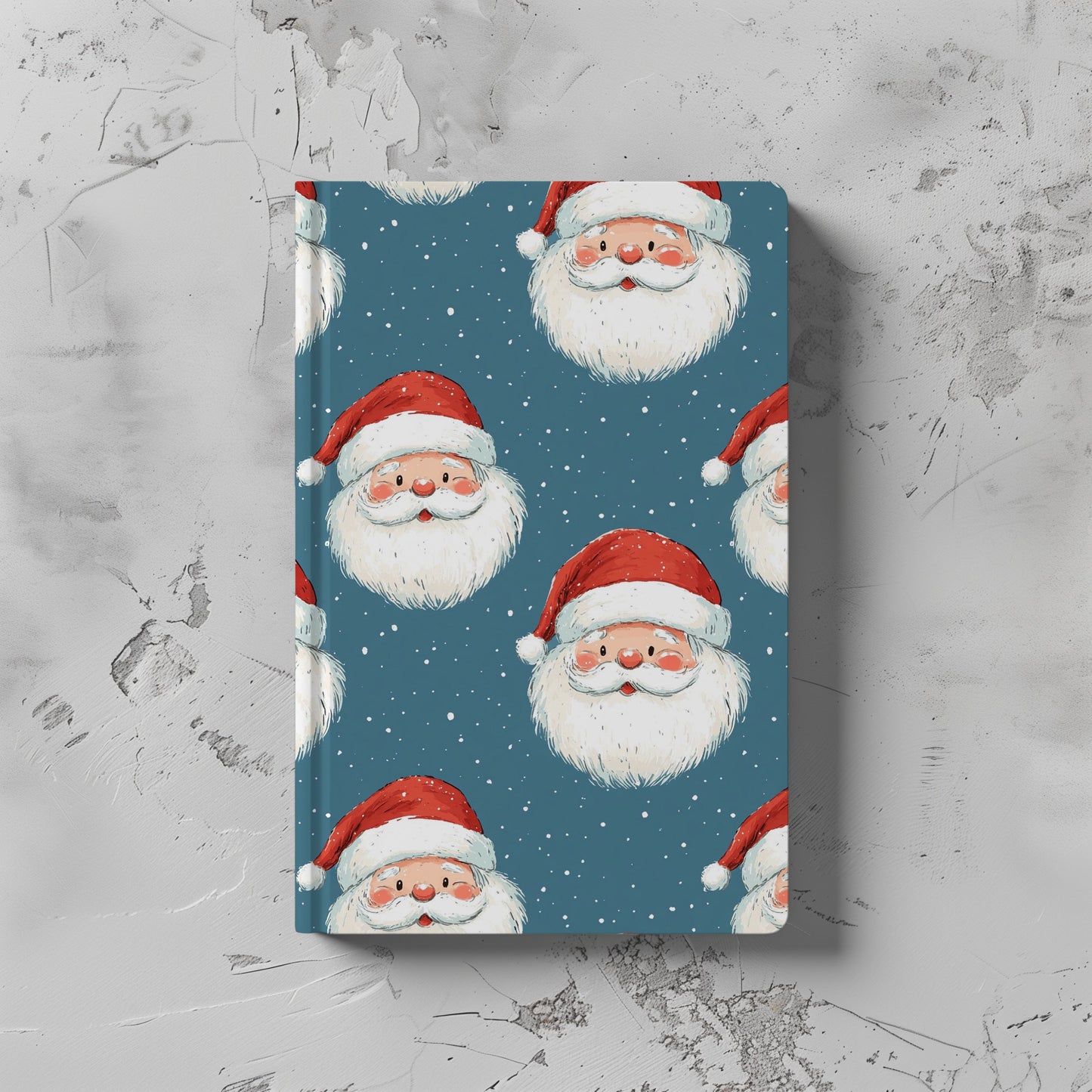 Blue Happy Santa Faces Digital Seamless Pattern