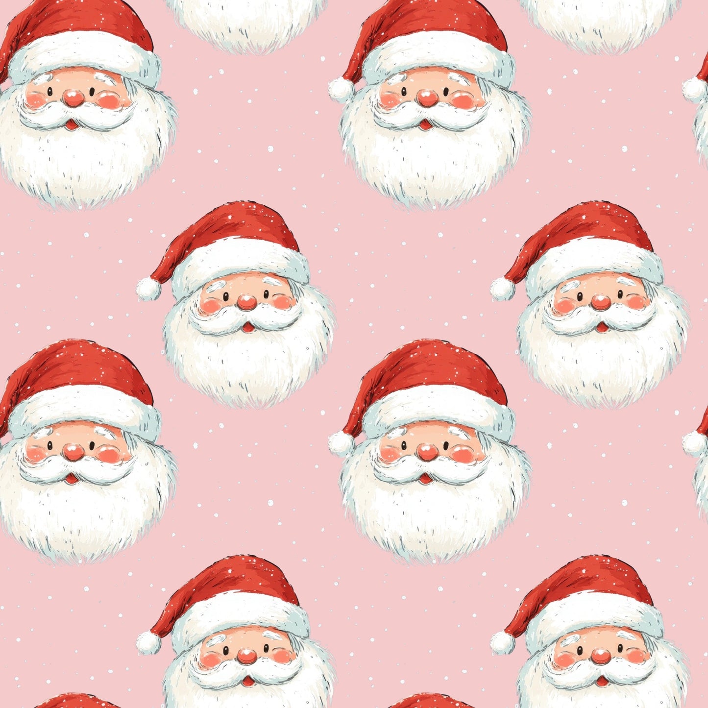 Pink Santa Claus Digital Seamless Pattern