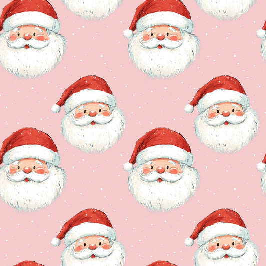 Pink Santa Claus Digital Seamless Pattern