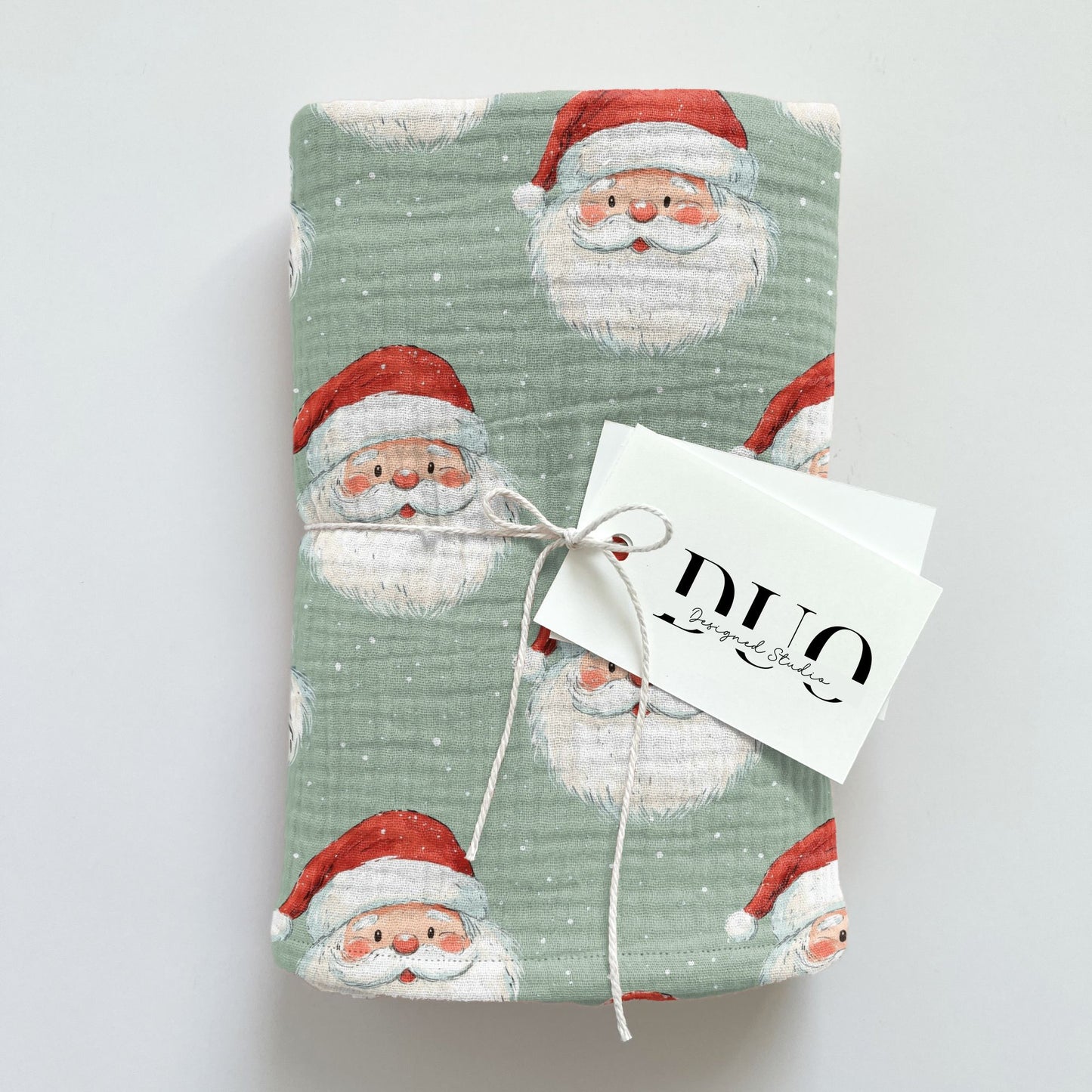 Sage Green Santa Claus Digital Seamless Pattern