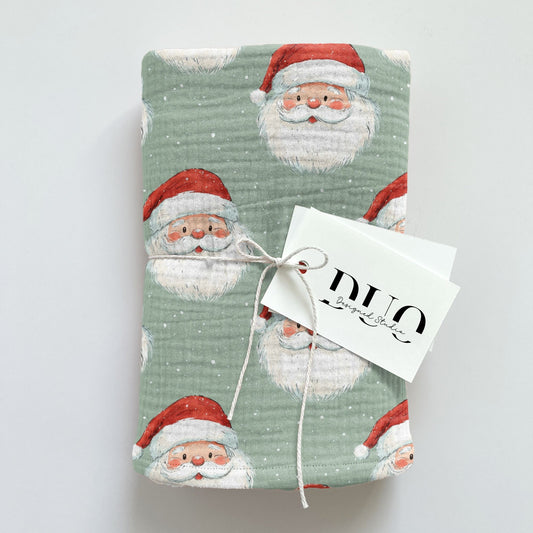 Sage Green Santa Claus Digital Seamless Pattern